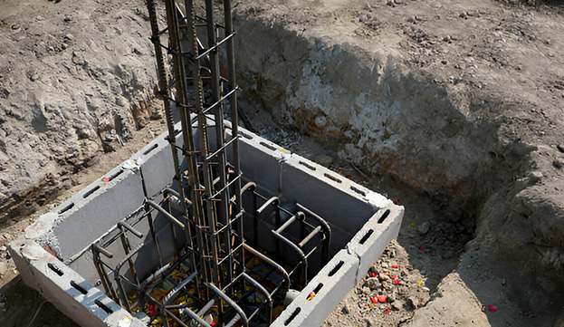 Traslape de varilla en construcción de cimientos