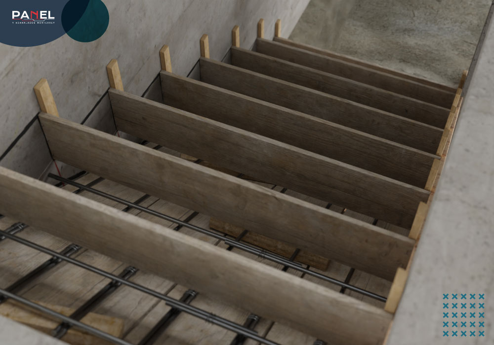 Diagrama del encofrado para la escalera de concreto