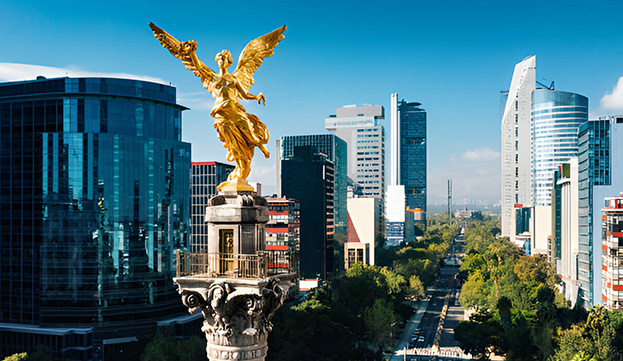 Panorámica con Ángel de la Independencia y Ciudad de México