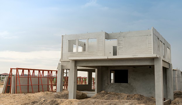 Casa de concreto y ladrillo en construcción