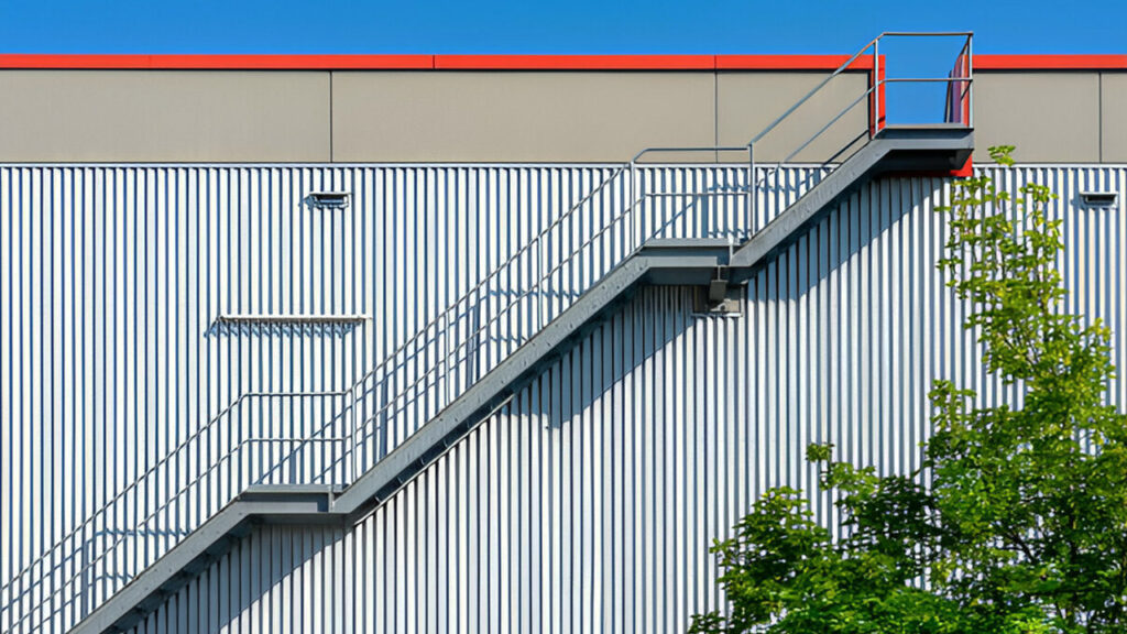 Muro lateral de una tienda de autoservicio hecho con Lámina R72 galvanizada