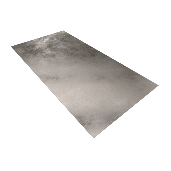 Vista lateral de lámina lisa con acabado galvanizado