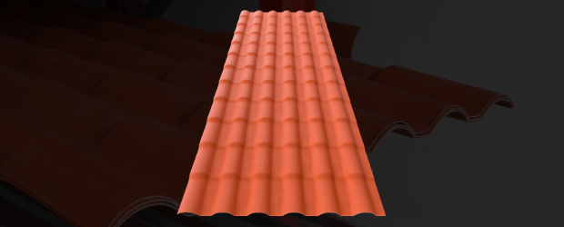 Diseño renderizado de Lámina Ultrateja modelo España color rojo terracota