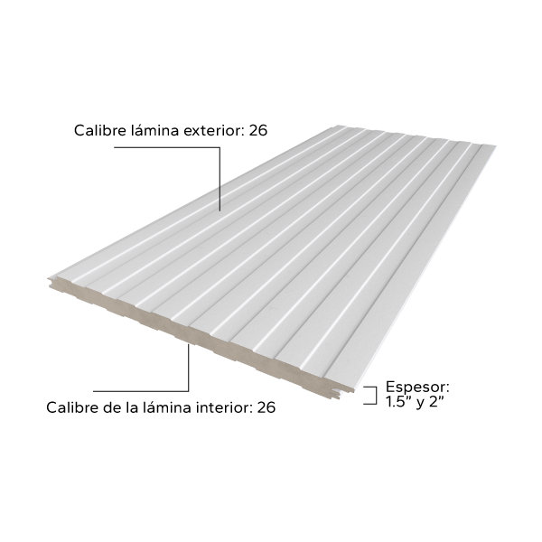 Lateral de panel Superwall con medidas visibles