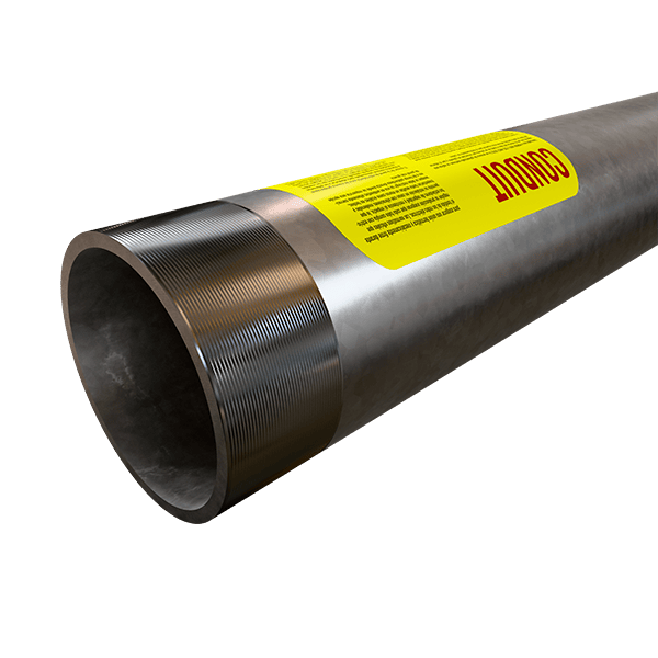 Tubo conduit galvanizado pared semigruesa con etiqueta amarilla